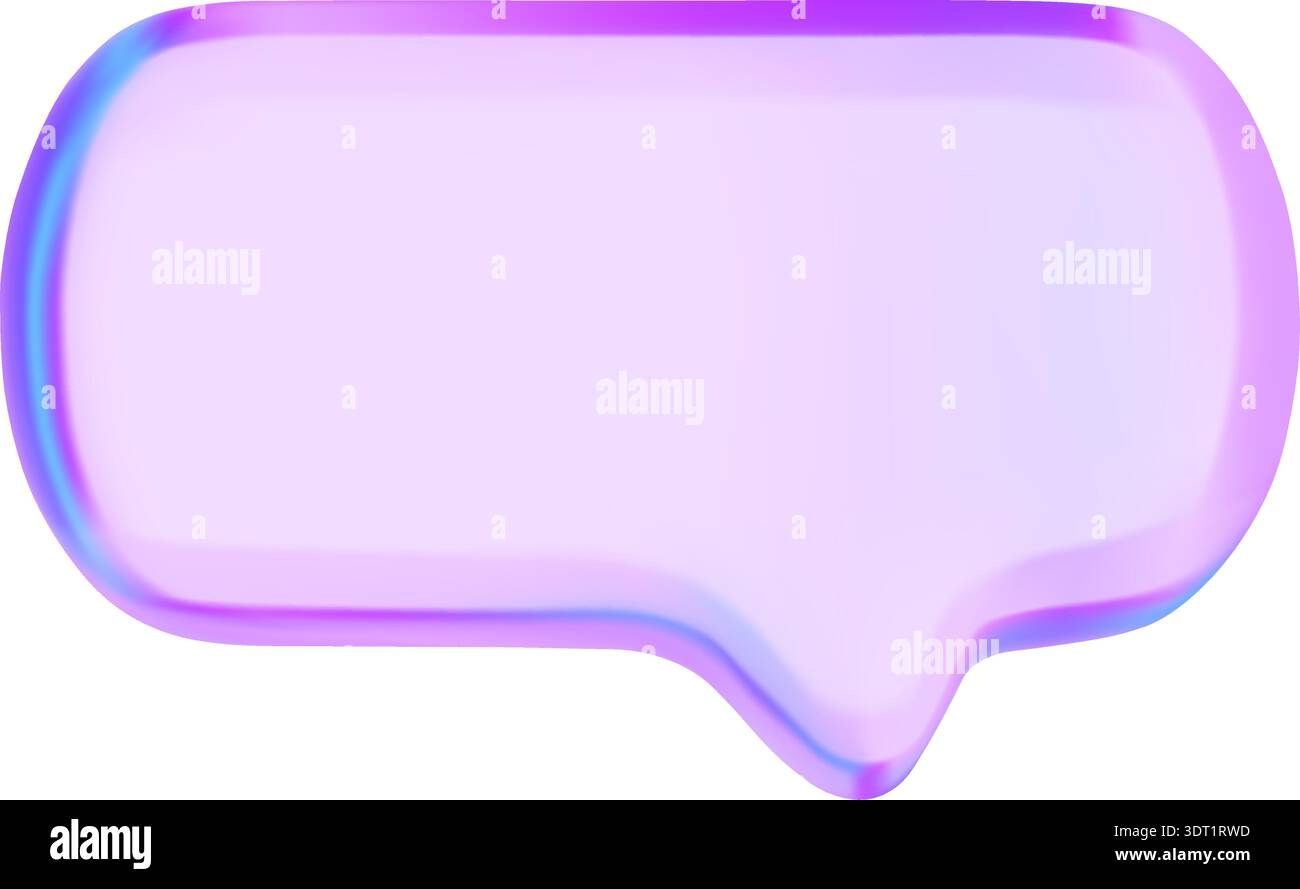 Rectangular speech bubble 3d realistic glass icon with empty space for text Stock Vector