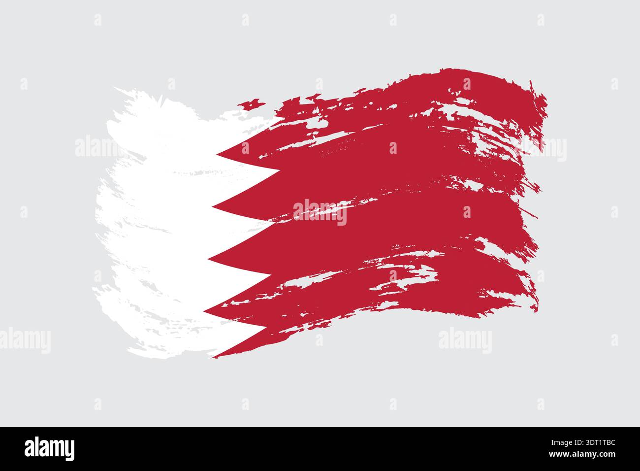 Modern style brush painted splash flag of Bahrain with solid background Stock Vector