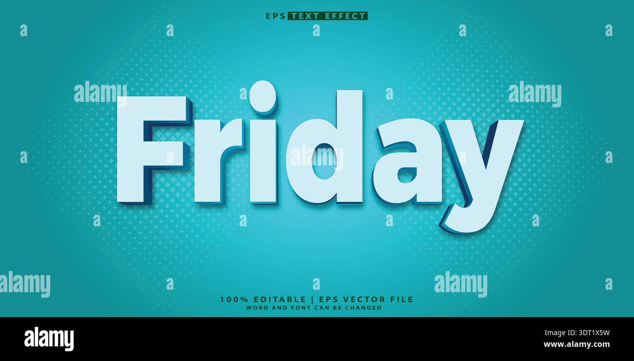 Friday cartoon text effect vector editable Stock Vector