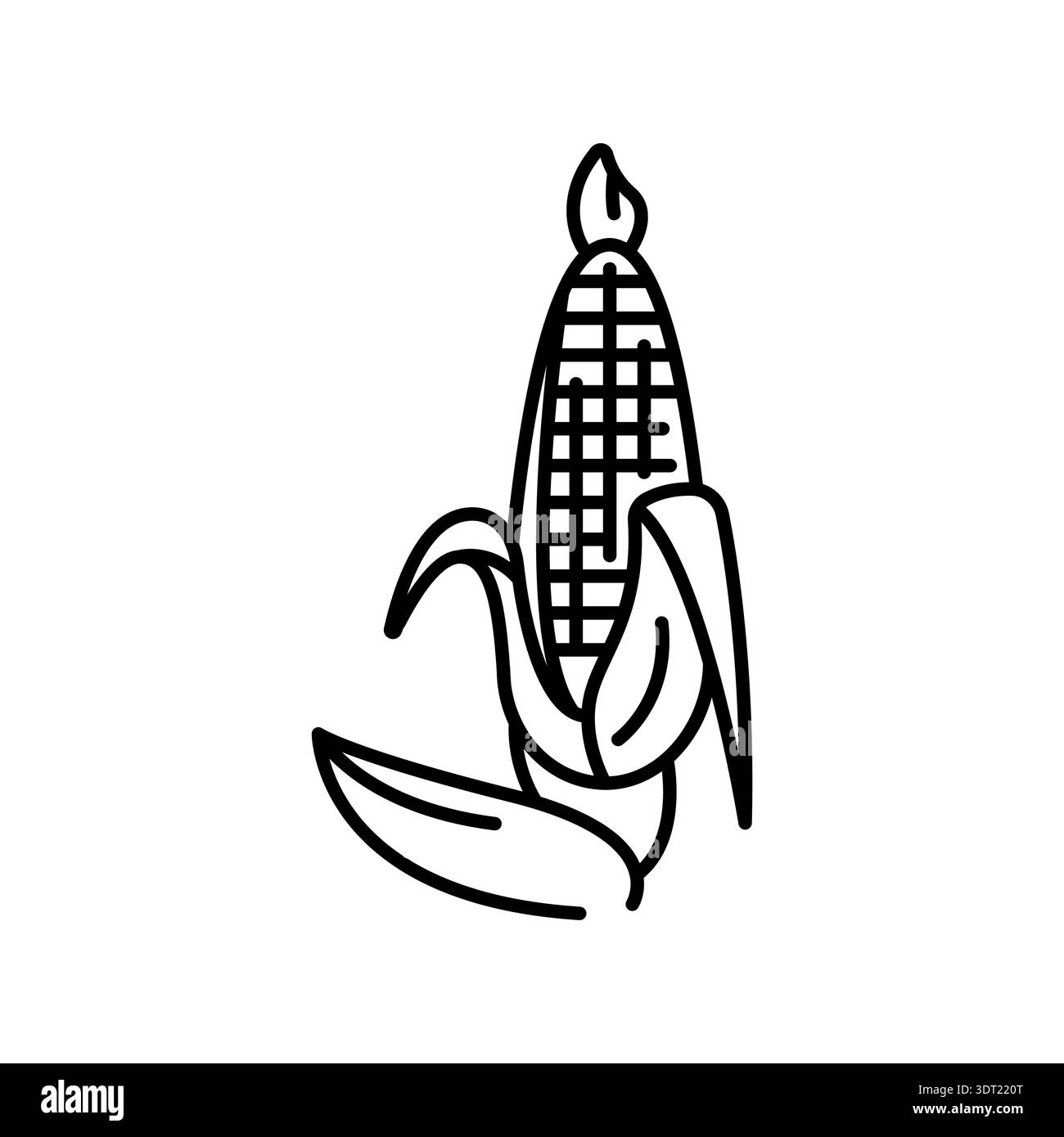 corn growing black line icon for digital and print projects. Vegetable ...