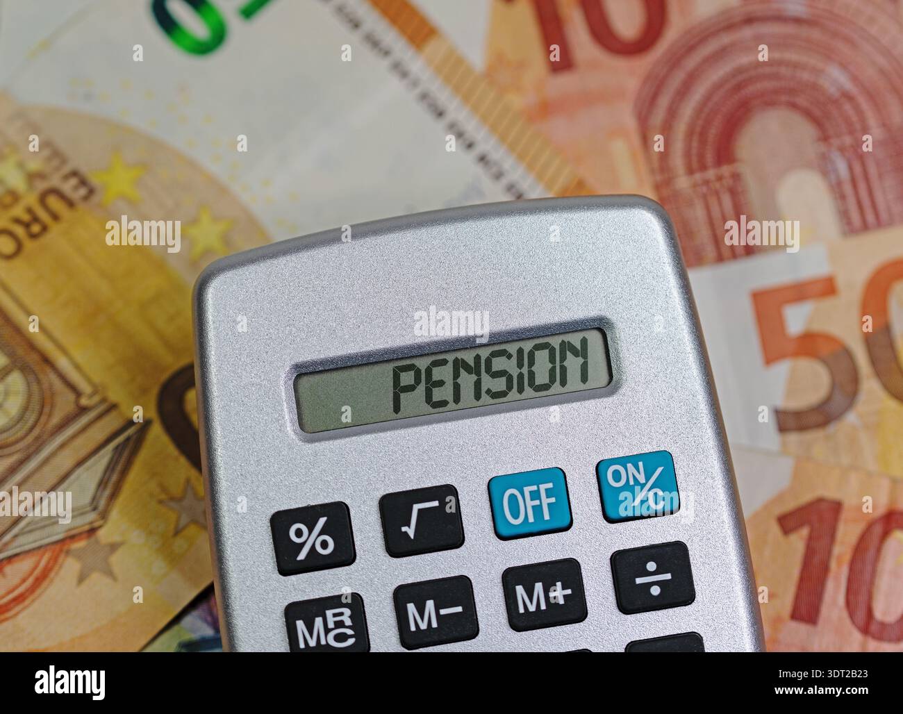Pocket calculator with the word “pension” on the display Stock Photo ...