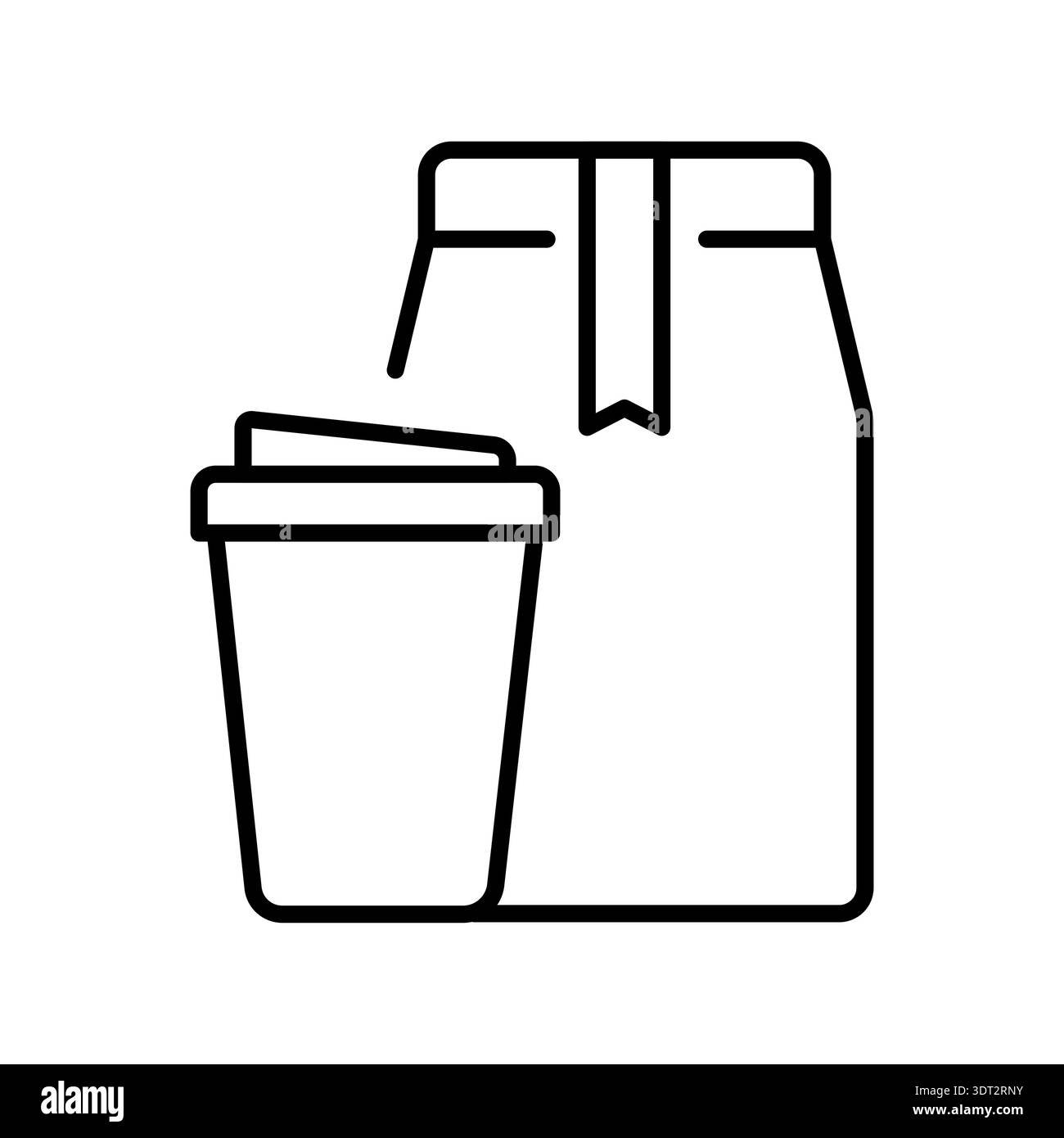 Paper cups takeout containers black line icon for digital and print ...