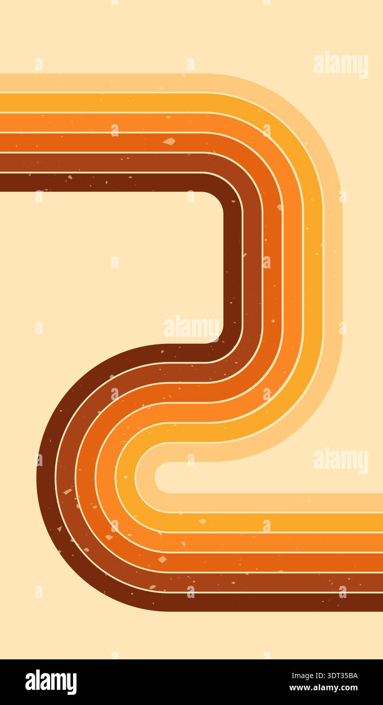 Warm color rainbow stripes, groovy harmony. Stock Vector