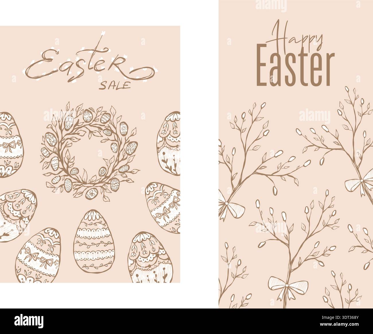 Easter crayon wreath with egg for a sale poster or happy springtime banner Stock Vector