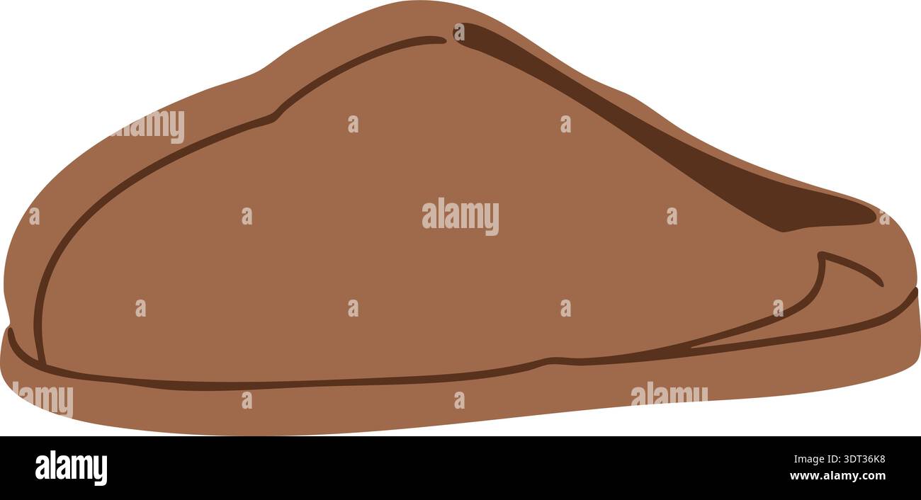 Simple brown slipper icon with rounded toe and soft shape in a flat design Stock Vector