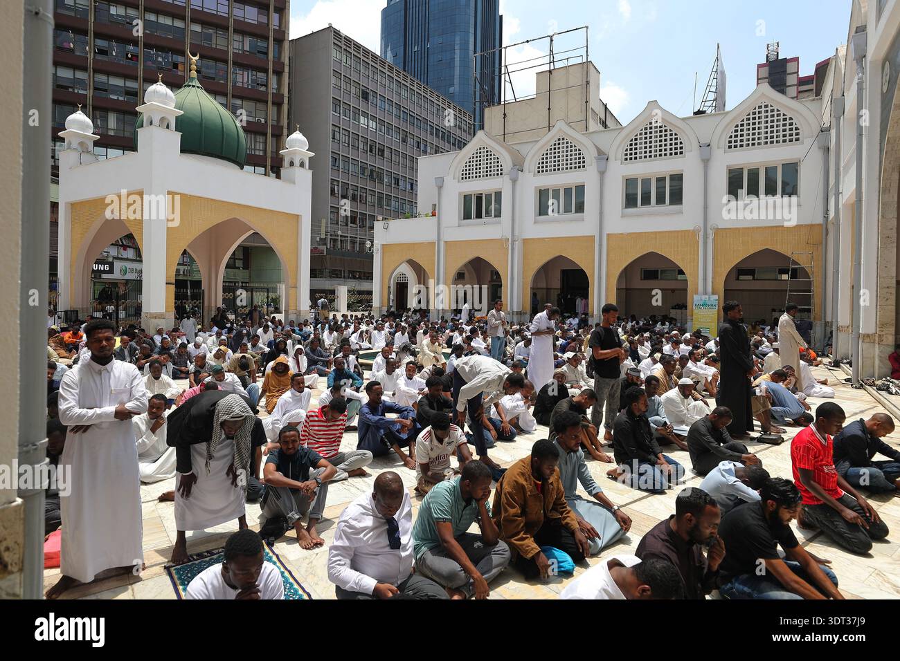 People pray at the Jamia Mosque on the first Friday of the holy month ...