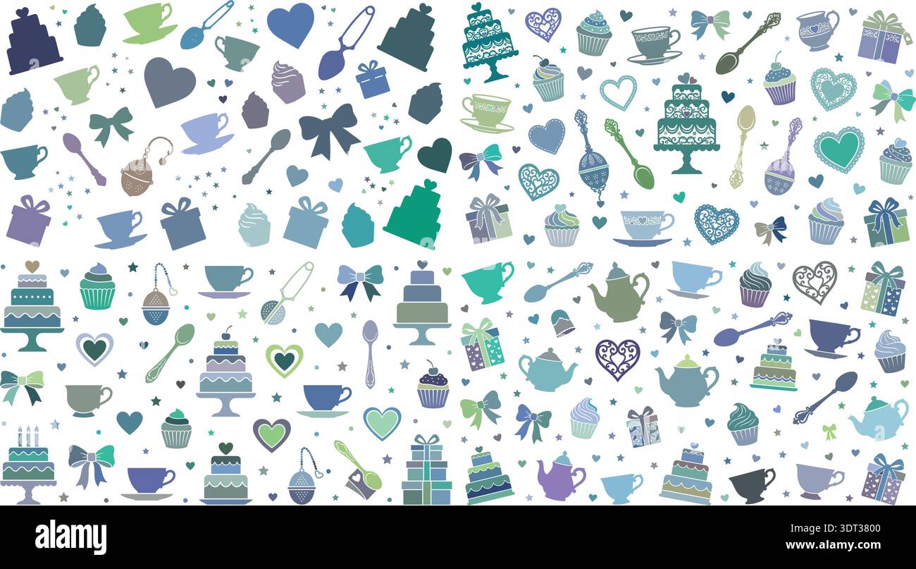 Romantic Tea Party and Wedding Decorative Elements Vector Collection Stock Vector