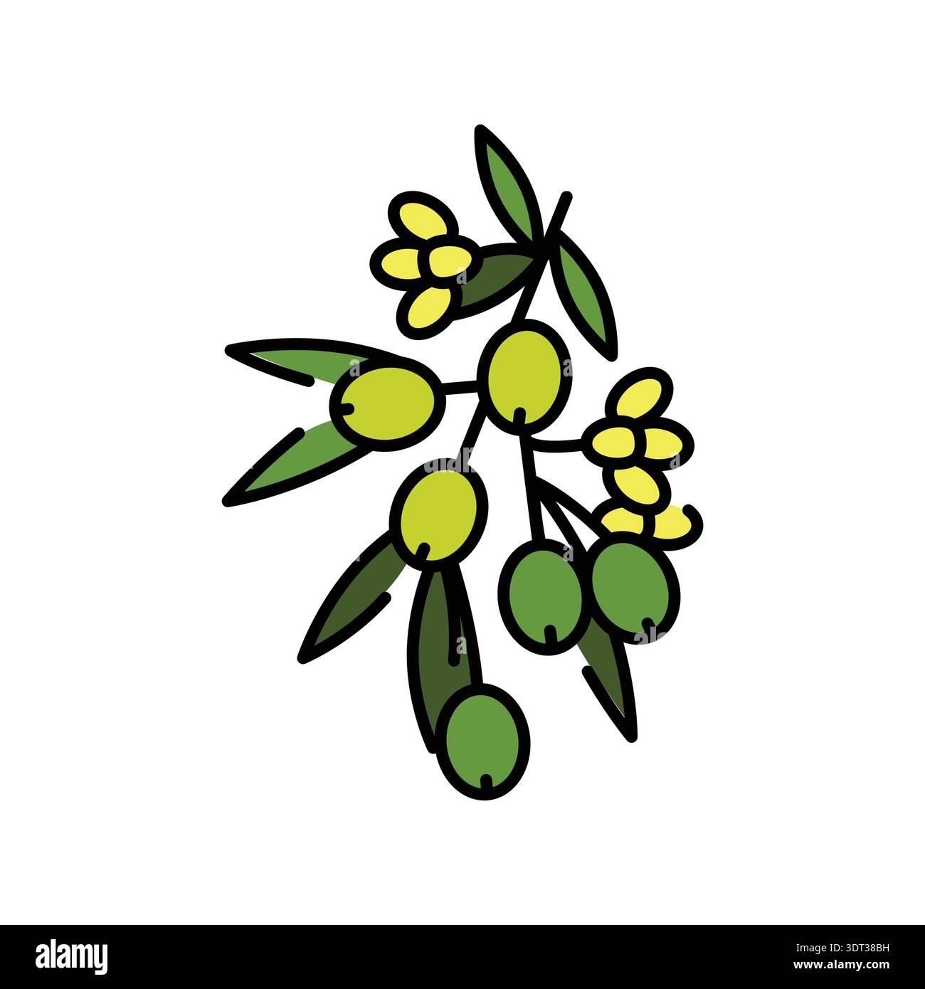 flowering olive color flat icon. Vector isolated element. Editable stroke. Stock Vector