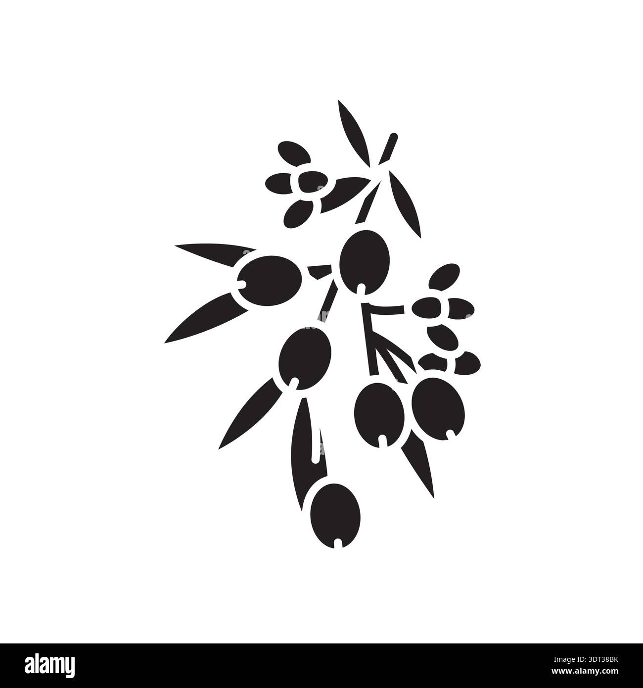 flowering olive color flat icon. Vector isolated element. Editable stroke. Stock Vector