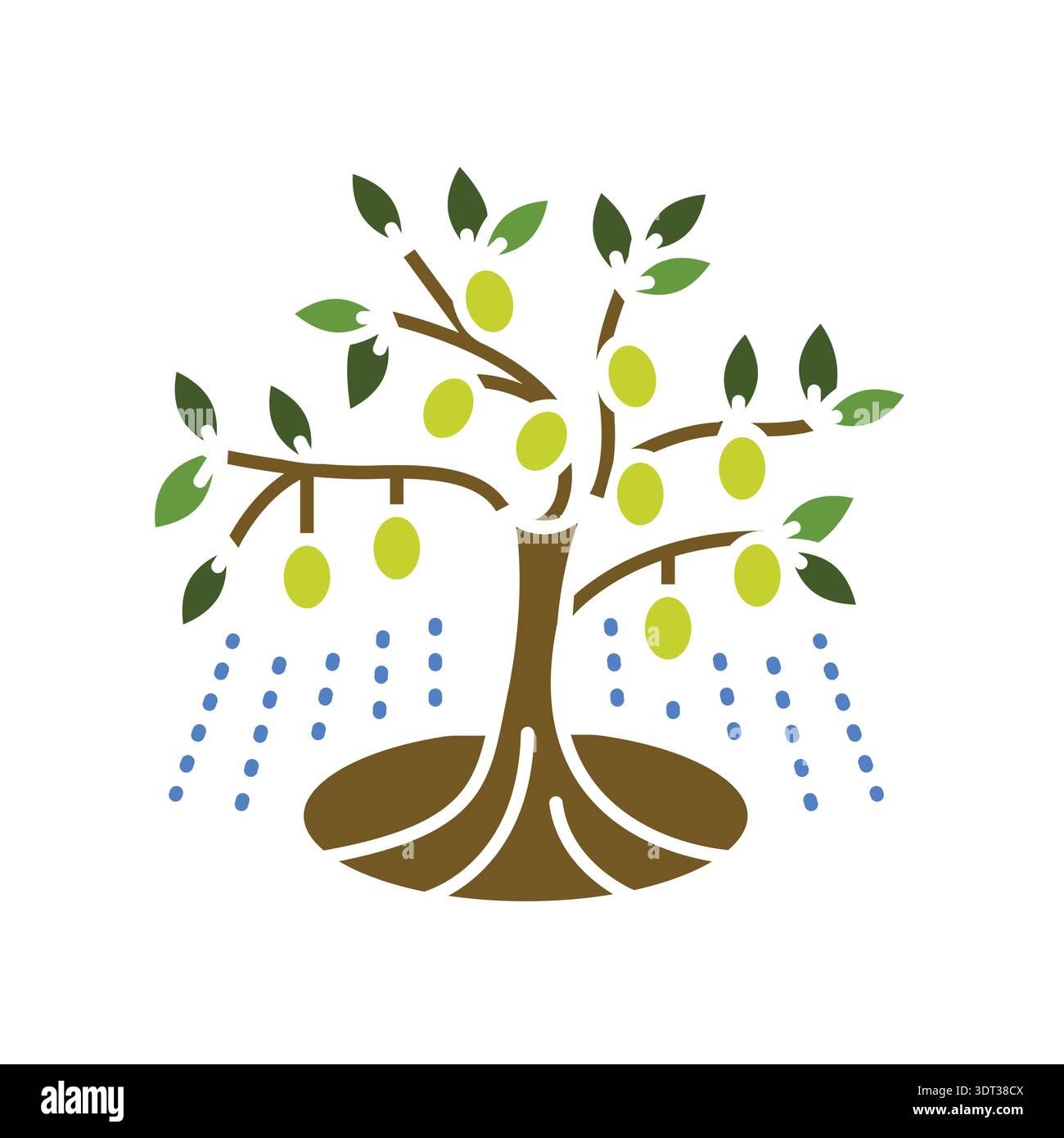 olive irrigation  color flat  icon. Vector isolated element. Editable stroke. Stock Vector