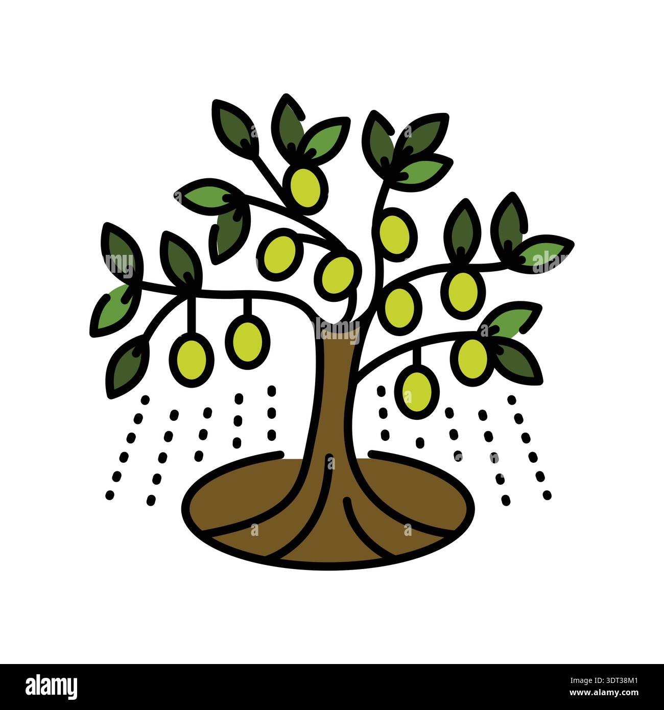 olive irrigation  color flat  icon. Vector isolated element. Editable stroke. Stock Vector