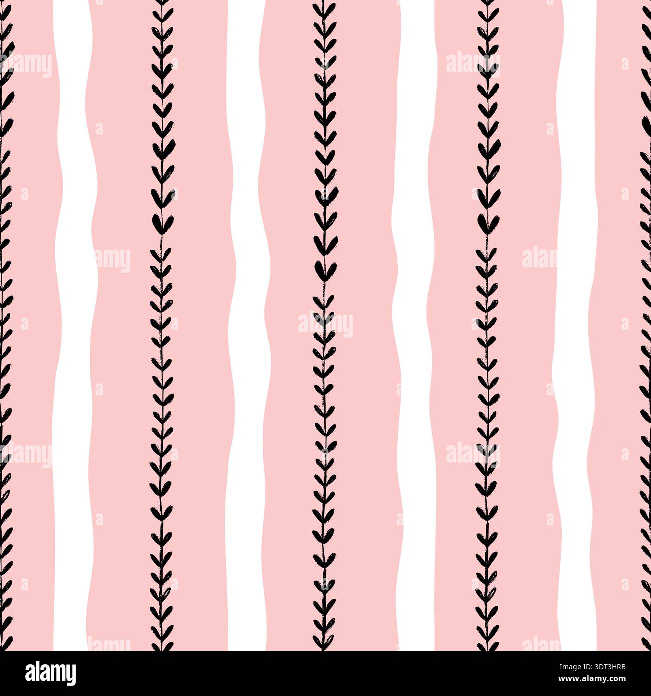 Pink Floral Textured Stripes Pastel Color Seamless Pattern Simple Rustic Stripe Background Vector Coquette Wallpaper Stock Vector