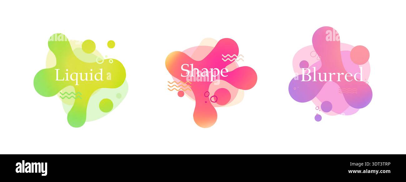 Set shape round gradient blob organic form. Abstract collection irregular blob. Liquid form deformed elements. Stock Vector
