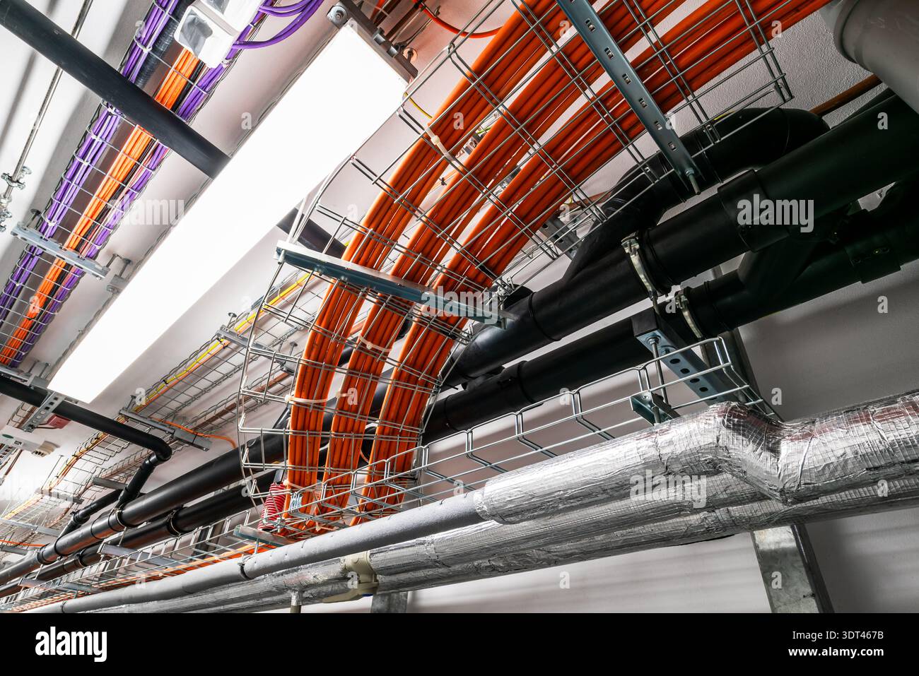 Industrial cable trays with organized electrical wiring installation ...