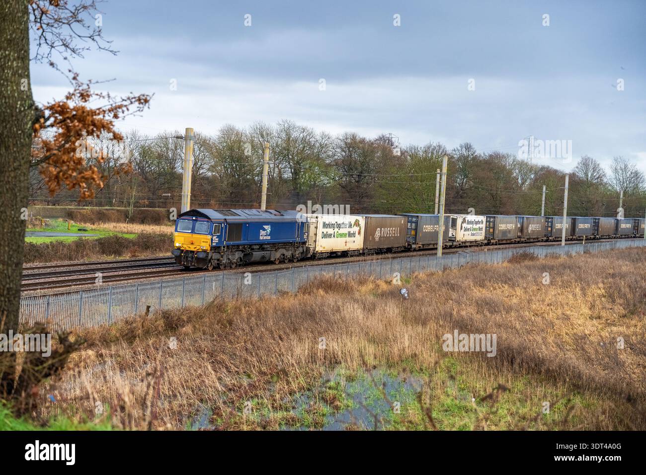 Direct Rail Serices DRS diesel electric locomotive 66342 hauls a fast ...