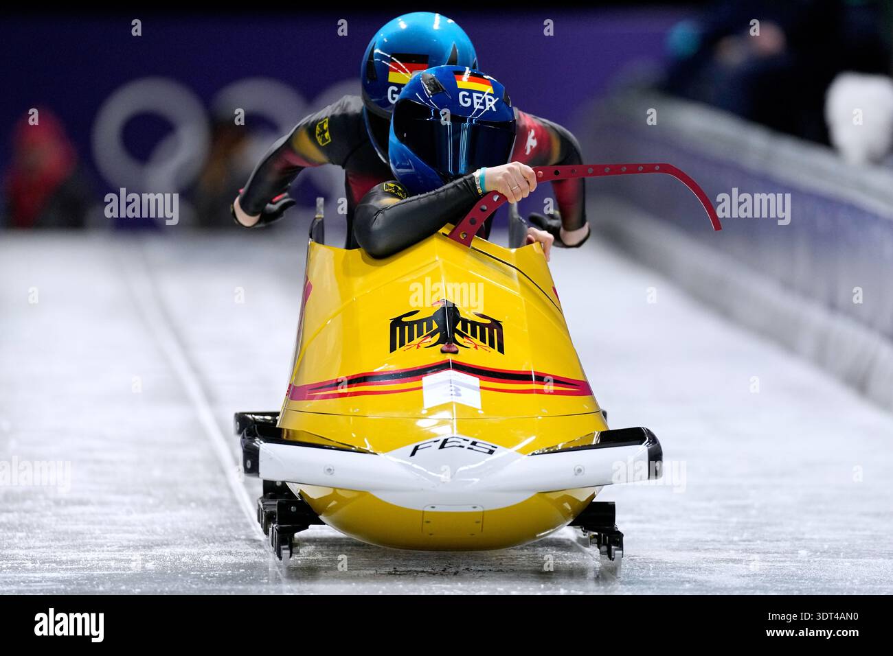 Germany's Kim Kalicki, right, and Talea Prepens start for a two women ...