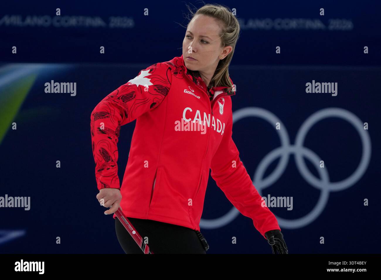 Canada's Rachel Homan studies the situation during a women's curling ...