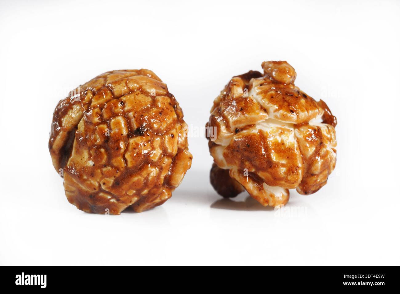 Chocolate popcorn on white background Stock Photo