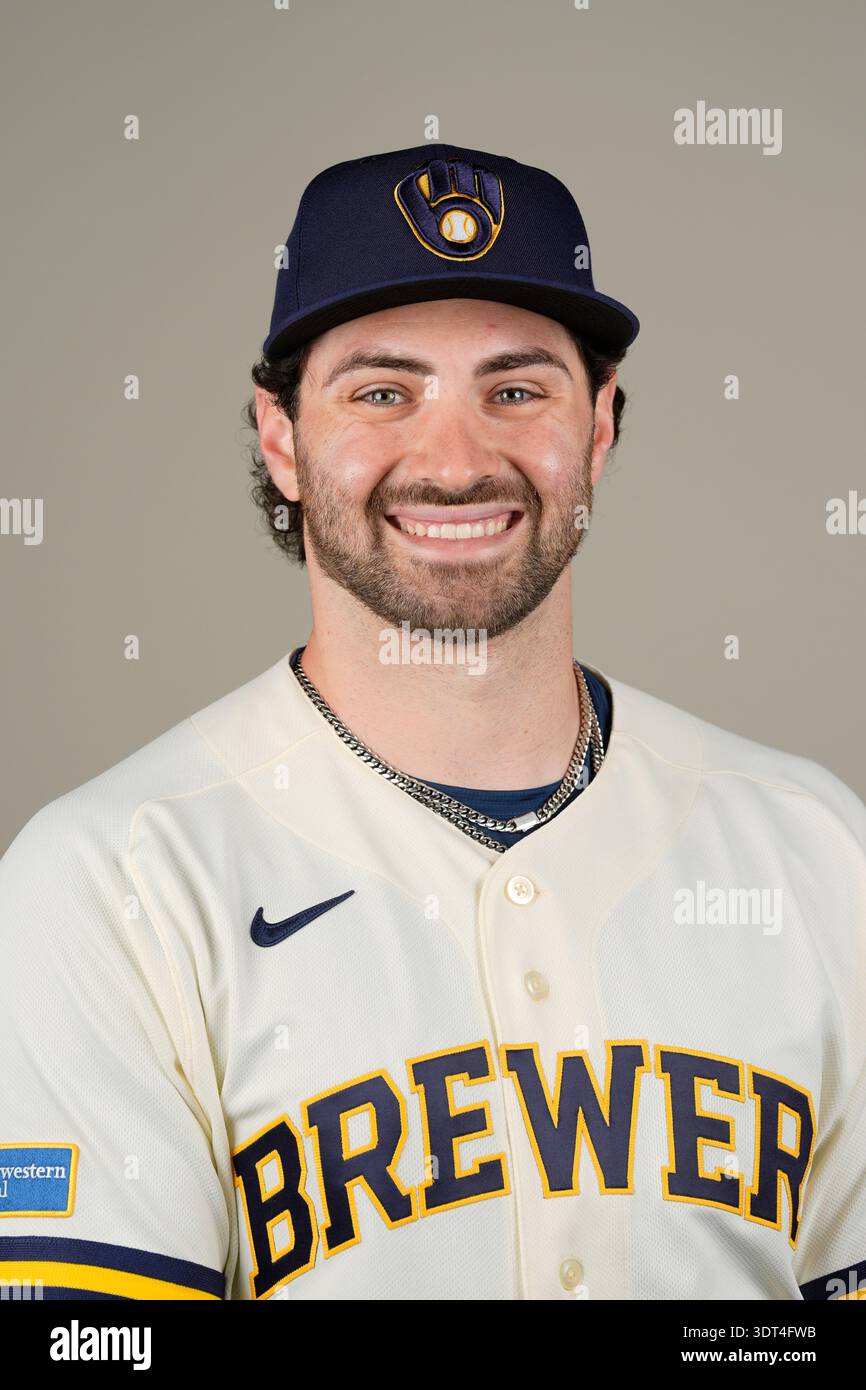 Milwaukee Brewers' Garrett Mitchell is seen Friday, Feb. 20, 2026, in ...