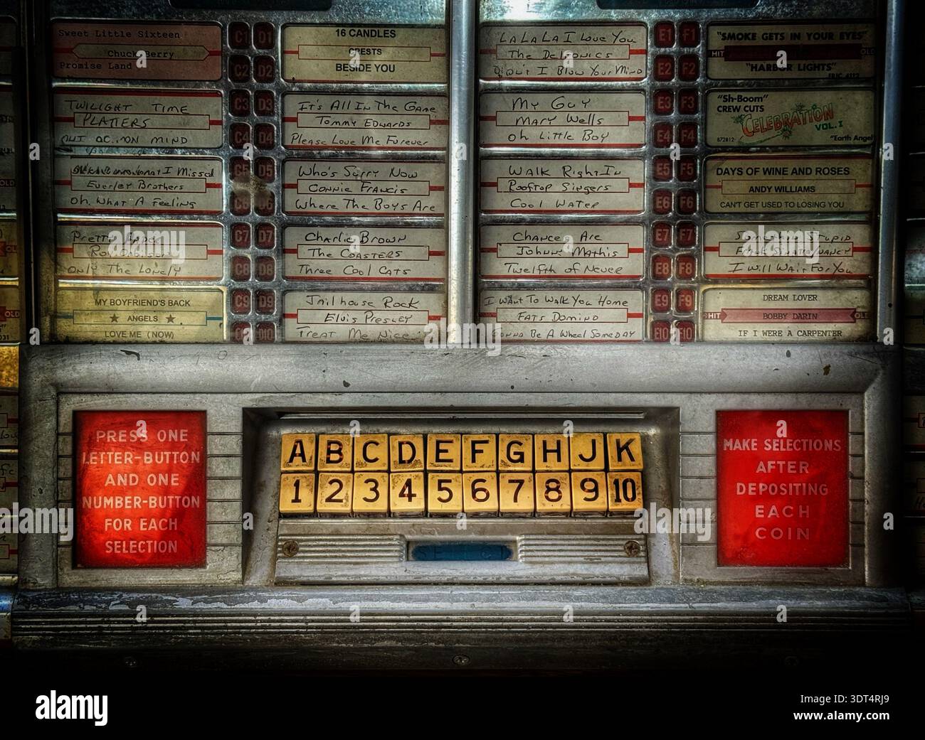 Vintage jukebox song‑selection panel - Smartphone Captured Stock Image