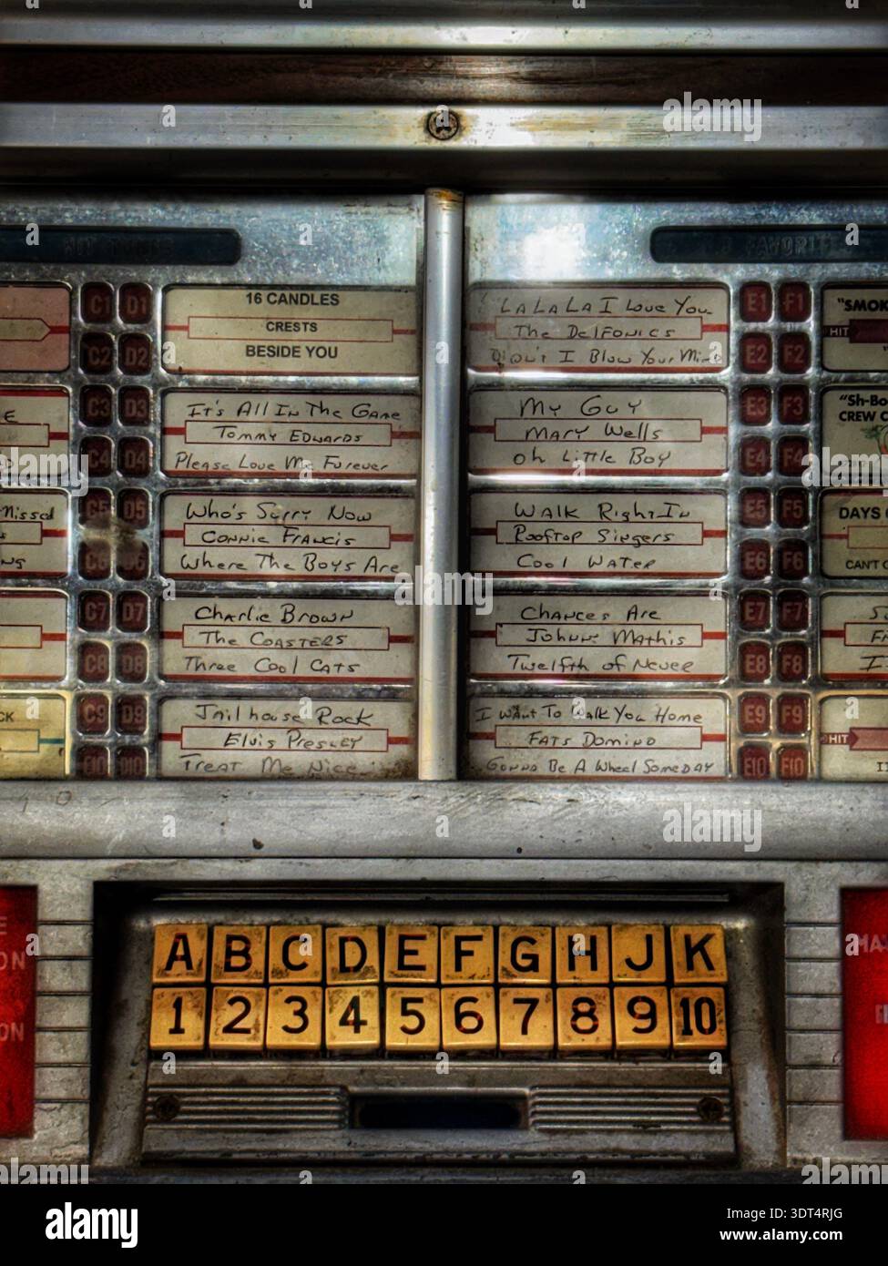 Vintage jukebox song‑selection panel - Smartphone Captured Stock Image