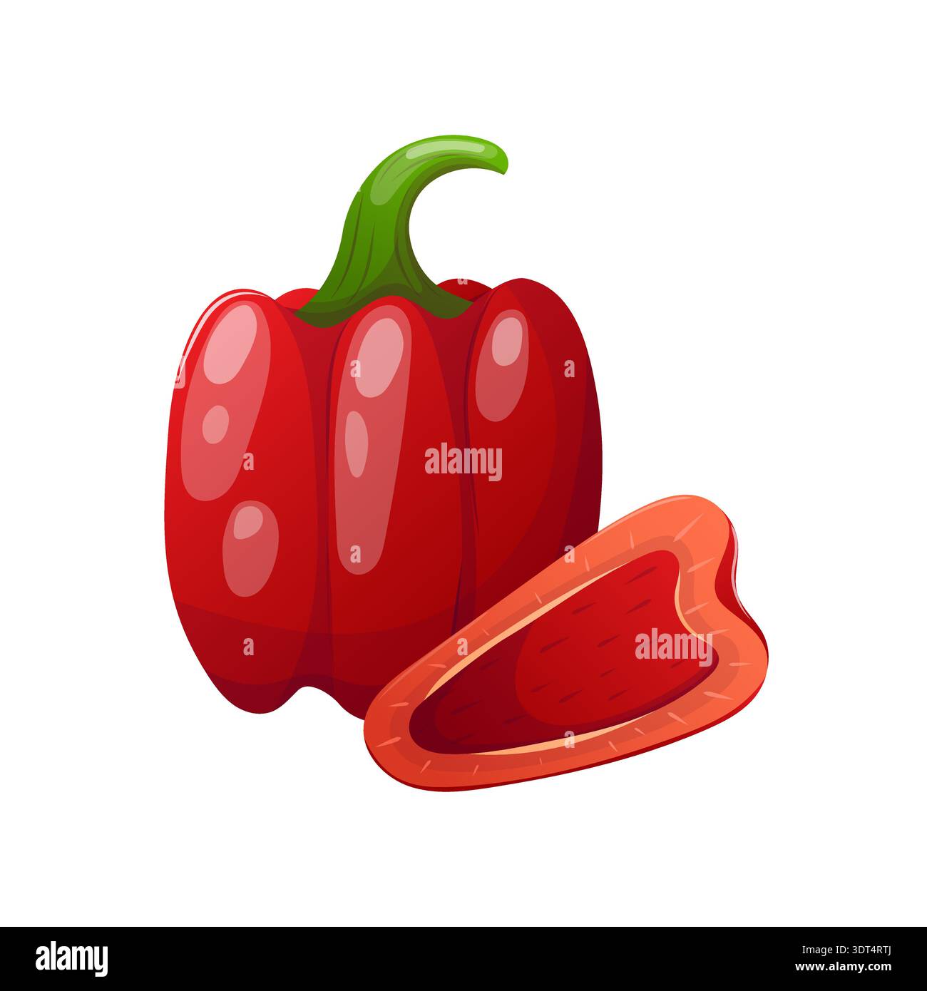 Fresh red bell pepper with slice vector Stock Vector