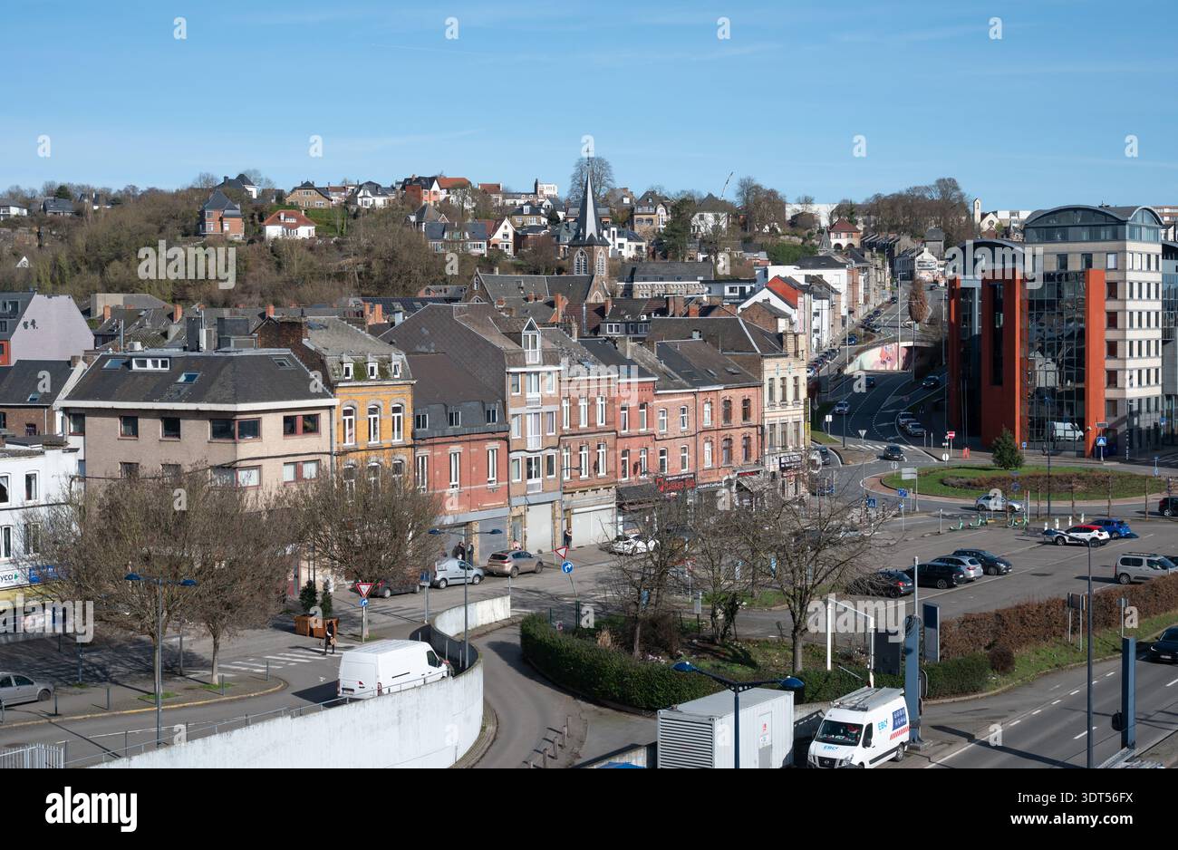 Wide elevated view over the northern part of the city of Namur (ville de Namur / stad Namen). Namur, Belgium 18 FEB 2026 Photo Werner Lerooy. Stock Photo