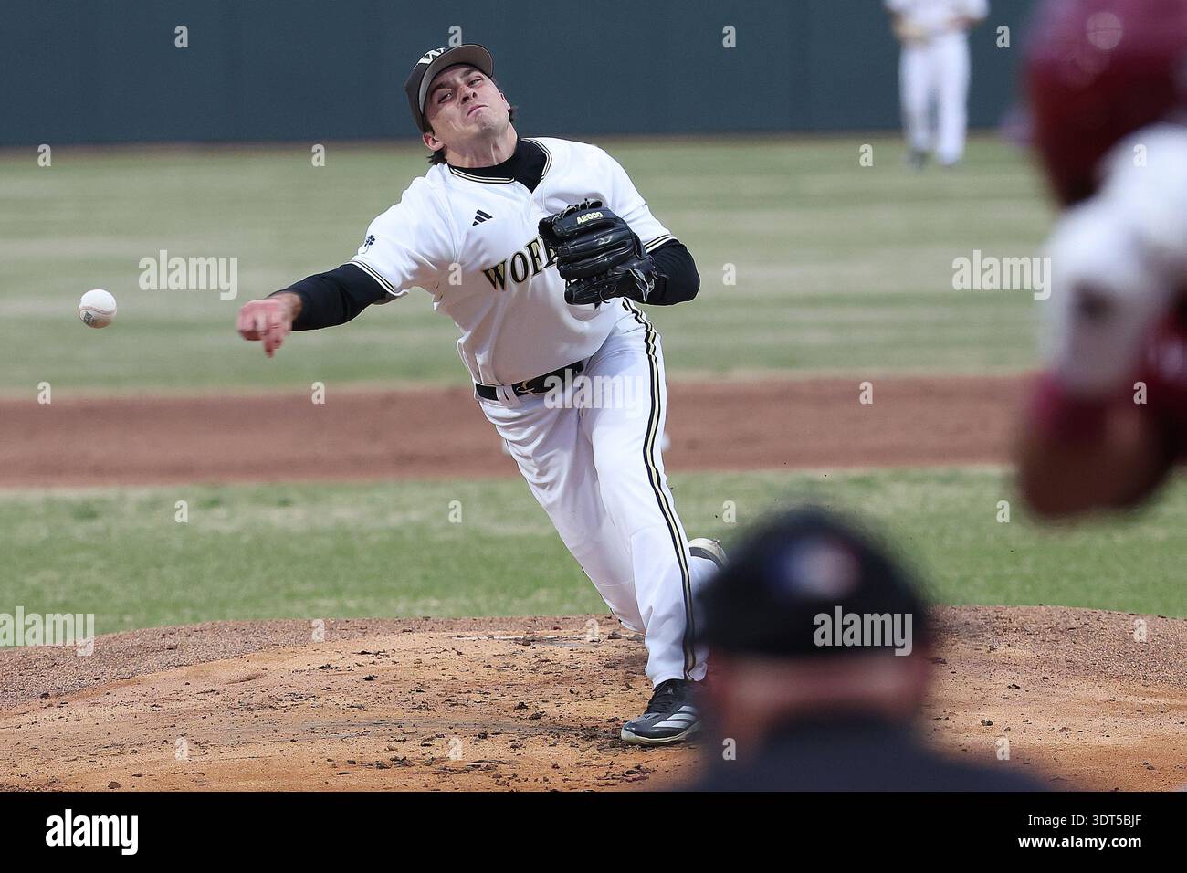 SPARTANBURG, SC - FEBRUARY 17: Wofford College pitcher Champ Davis (16 ...