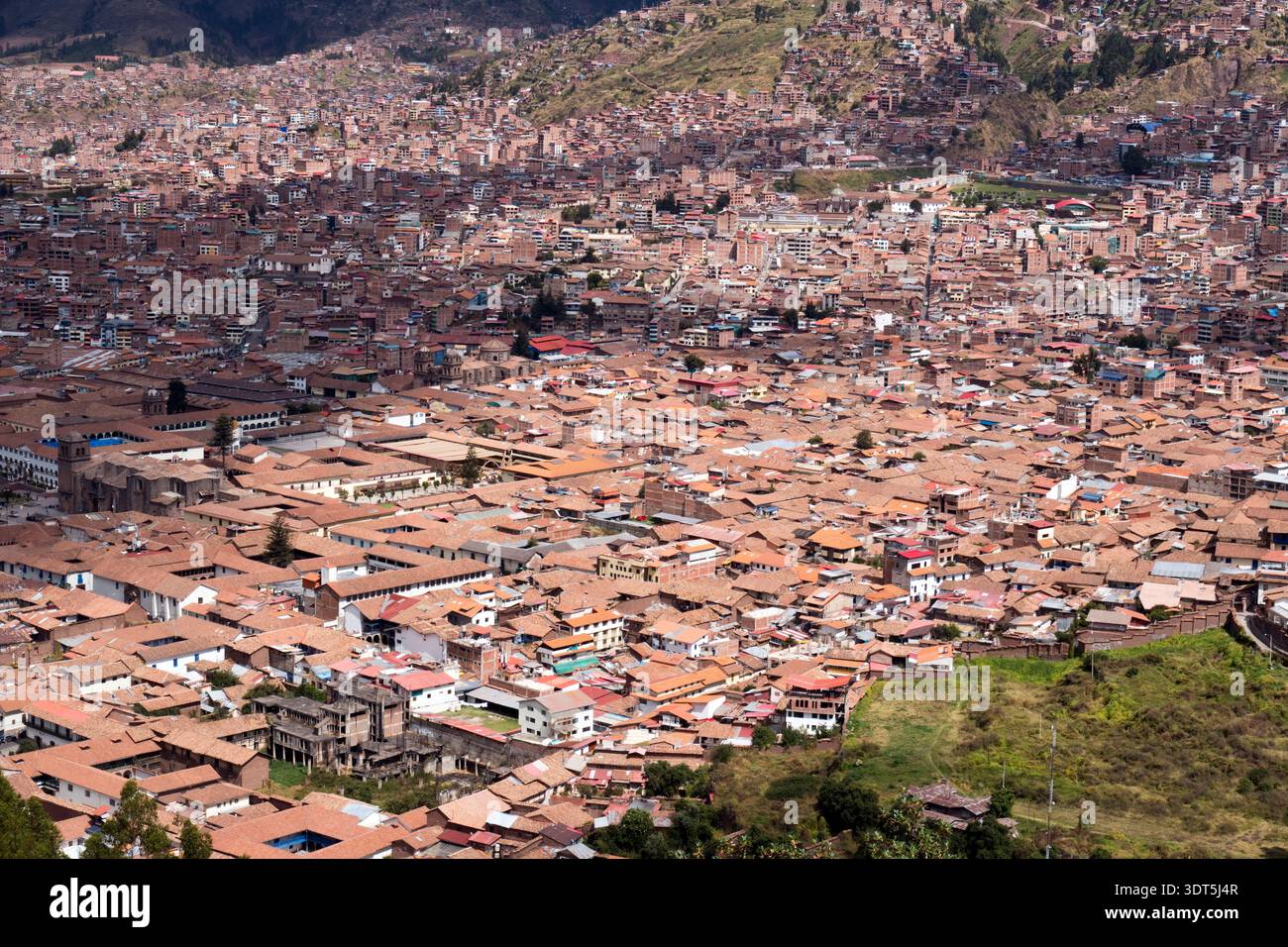View of Cusco from the ruins of Sacsayhuaman, an ancient Incan citadel ...