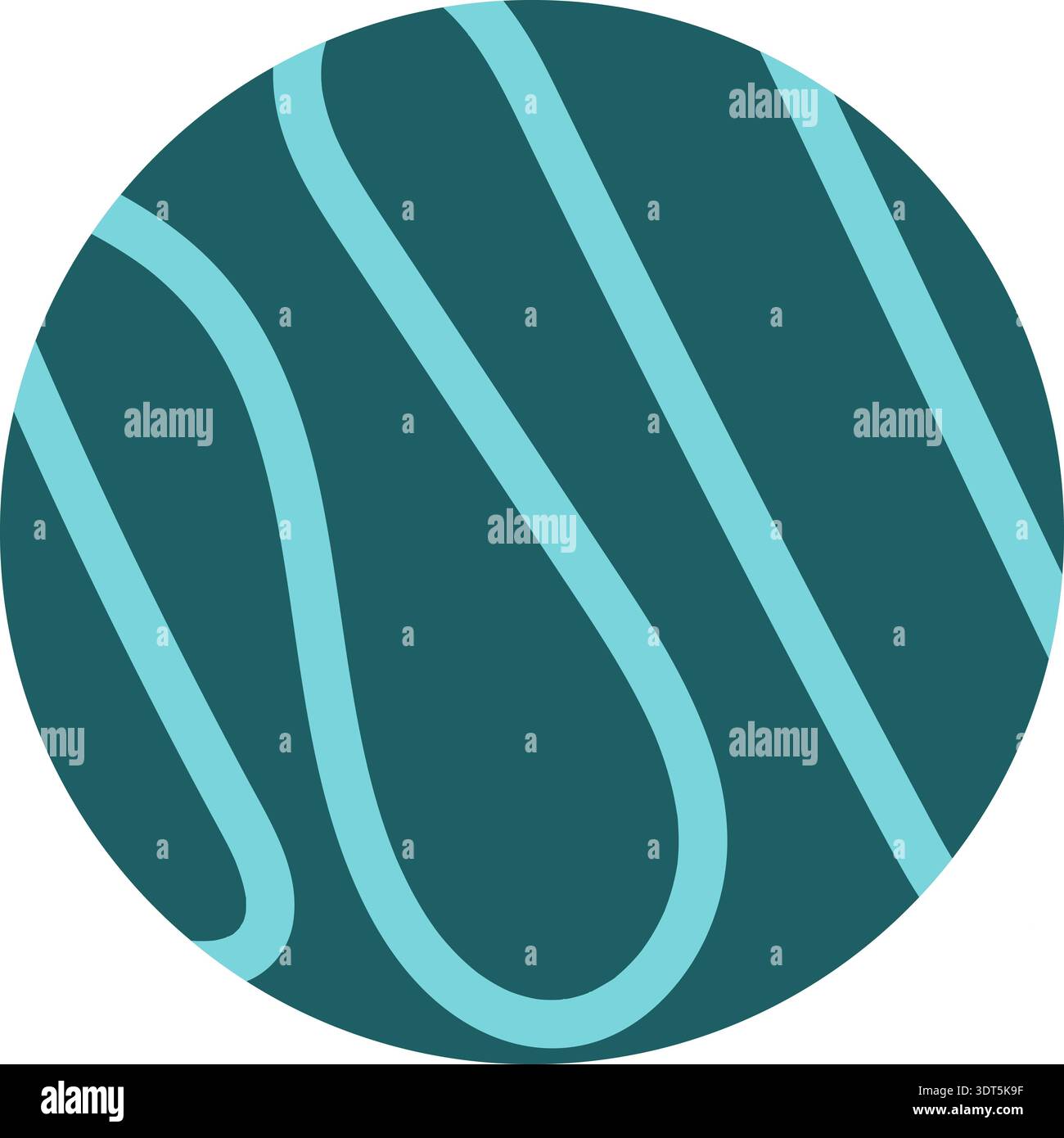 Circular element created from hand-scribbled, curved lines with thick, flowing wave shapes. Stock Vector