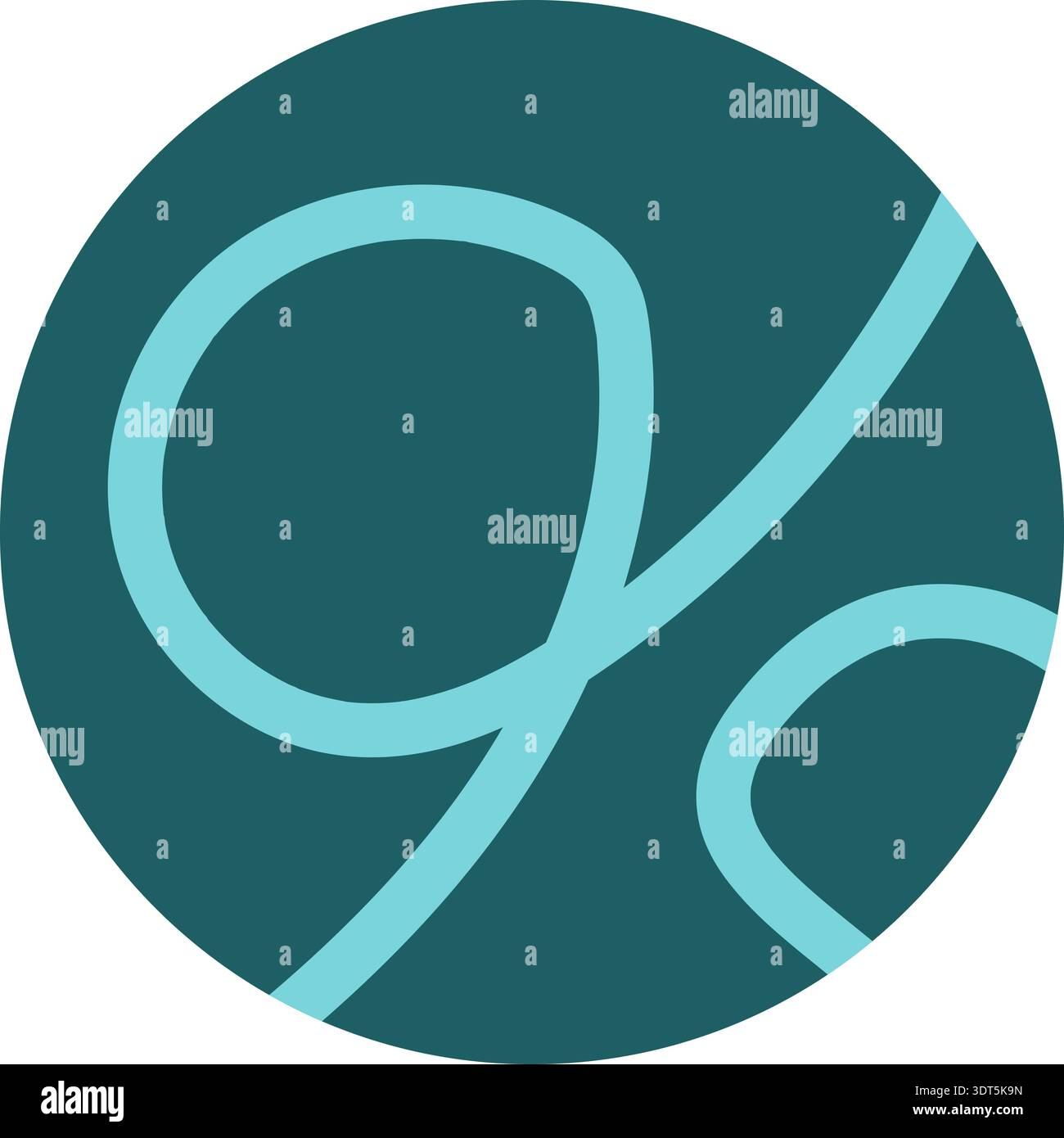 Circular element filled with looping thick lines arranged in curving hand-drawn structures. Stock Vector