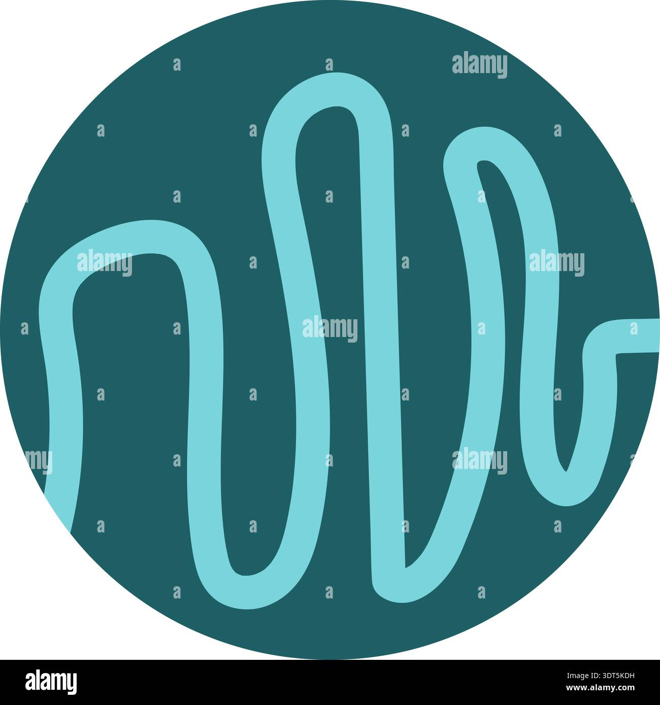 Circle filled with thick, hand-drawn curved scribbled lines forming wave patterns. Stock Vector