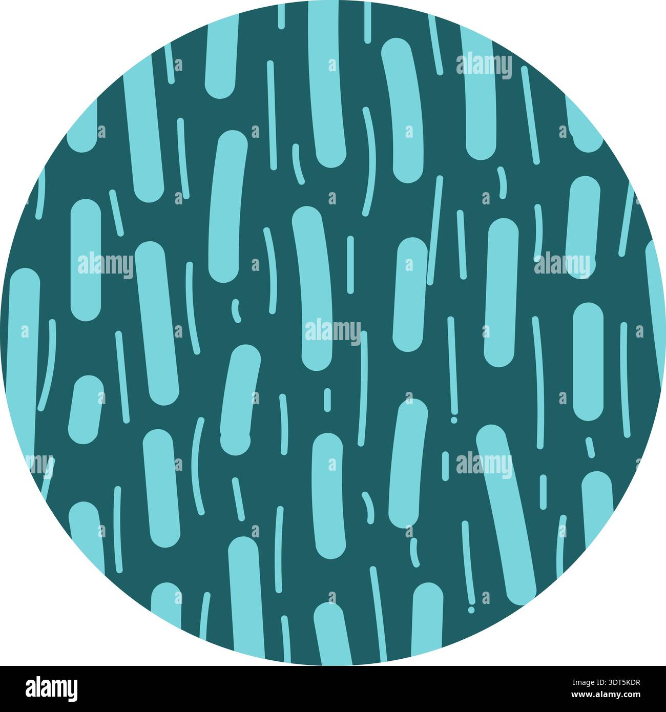 Circle containing hand-drawn dashed straight lines in mixed widths and rhythmic sequence. Stock Vector