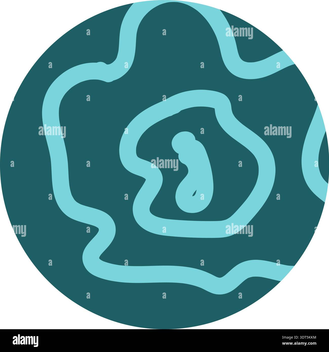 Circle filled with thick, hand-drawn messy lines curved into circular wave patterns. Stock Vector
