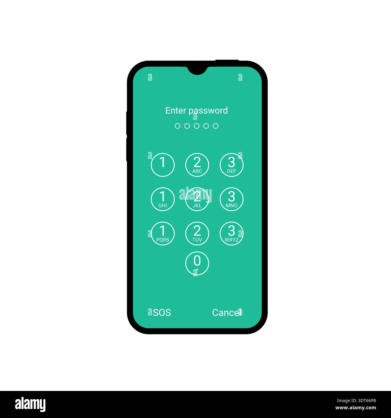 Smartphone password lock screen background. Phone account personal message information Stock Vector