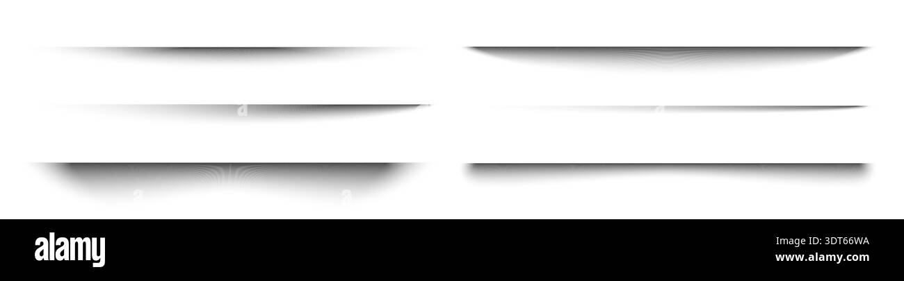Shadow vector divider paper overlay effect. Shadow effect realistic box rectangle transparent flyer design frame. Stock Vector