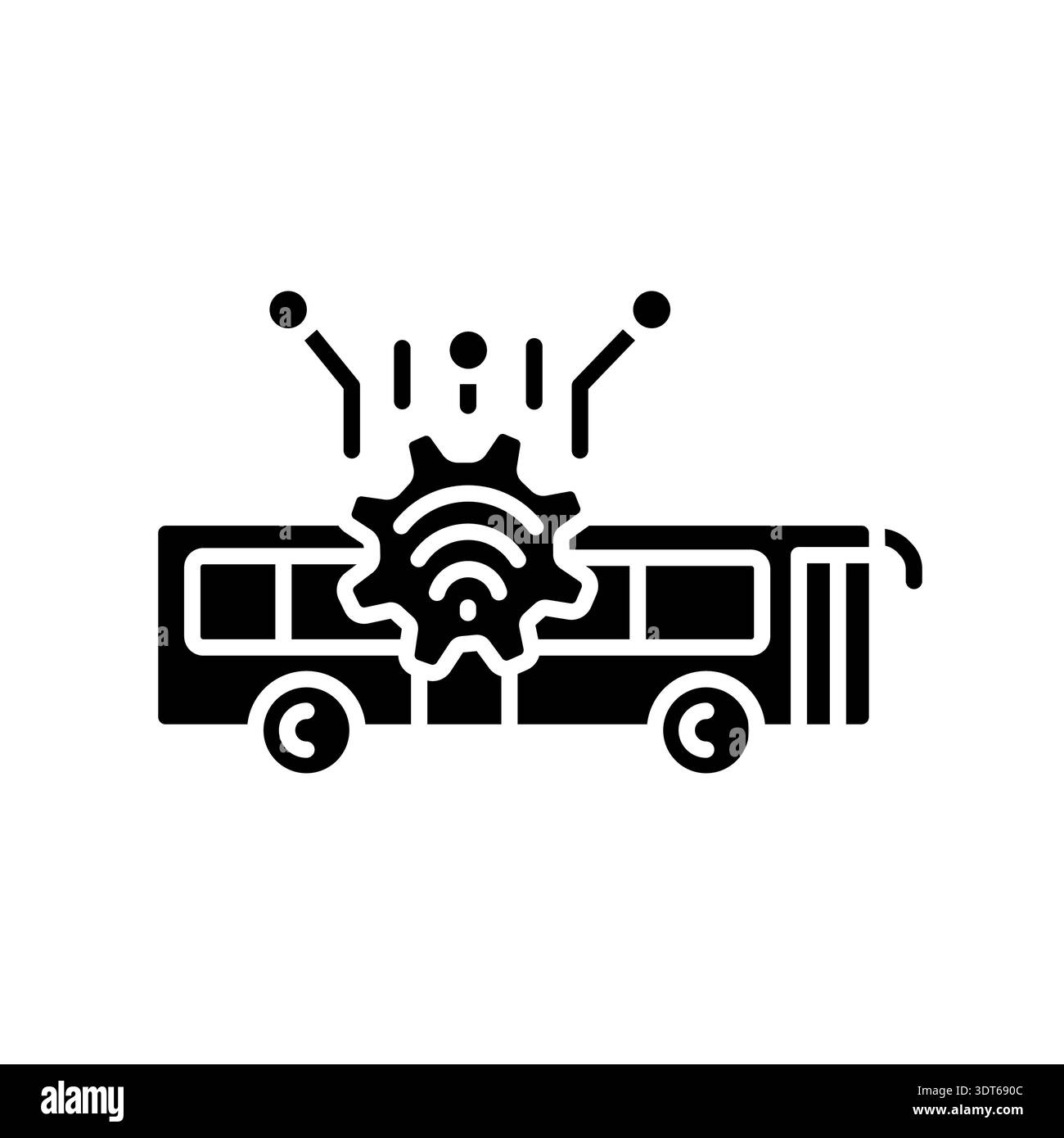 Public transportation analysis black flat icon. Vector isolated element. Editable stroke. Stock Vector