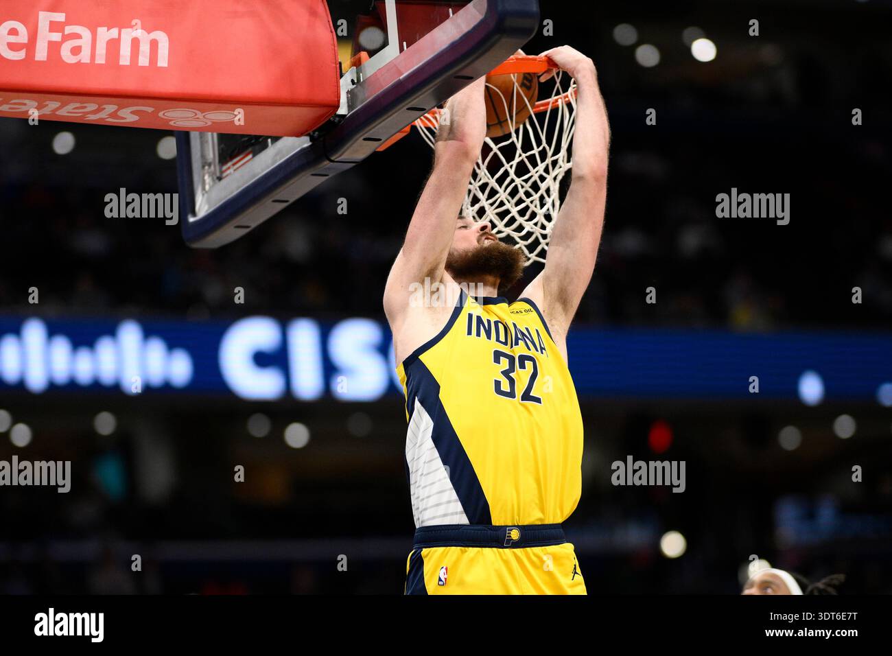 Indiana Pacers center Jay Huff does a reverse dunk during the first ...