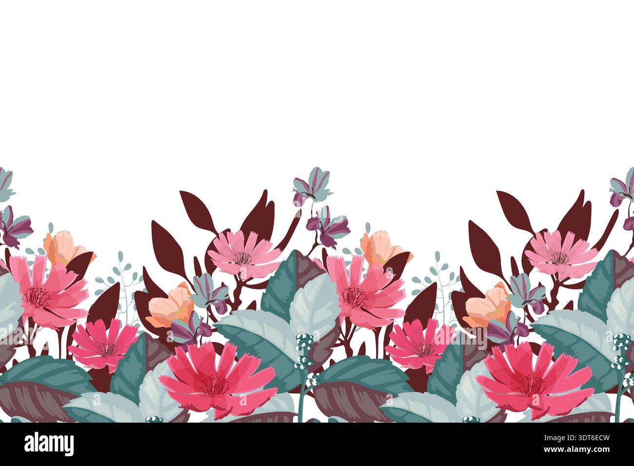 Vector floral seamless pattern, border Stock Vector