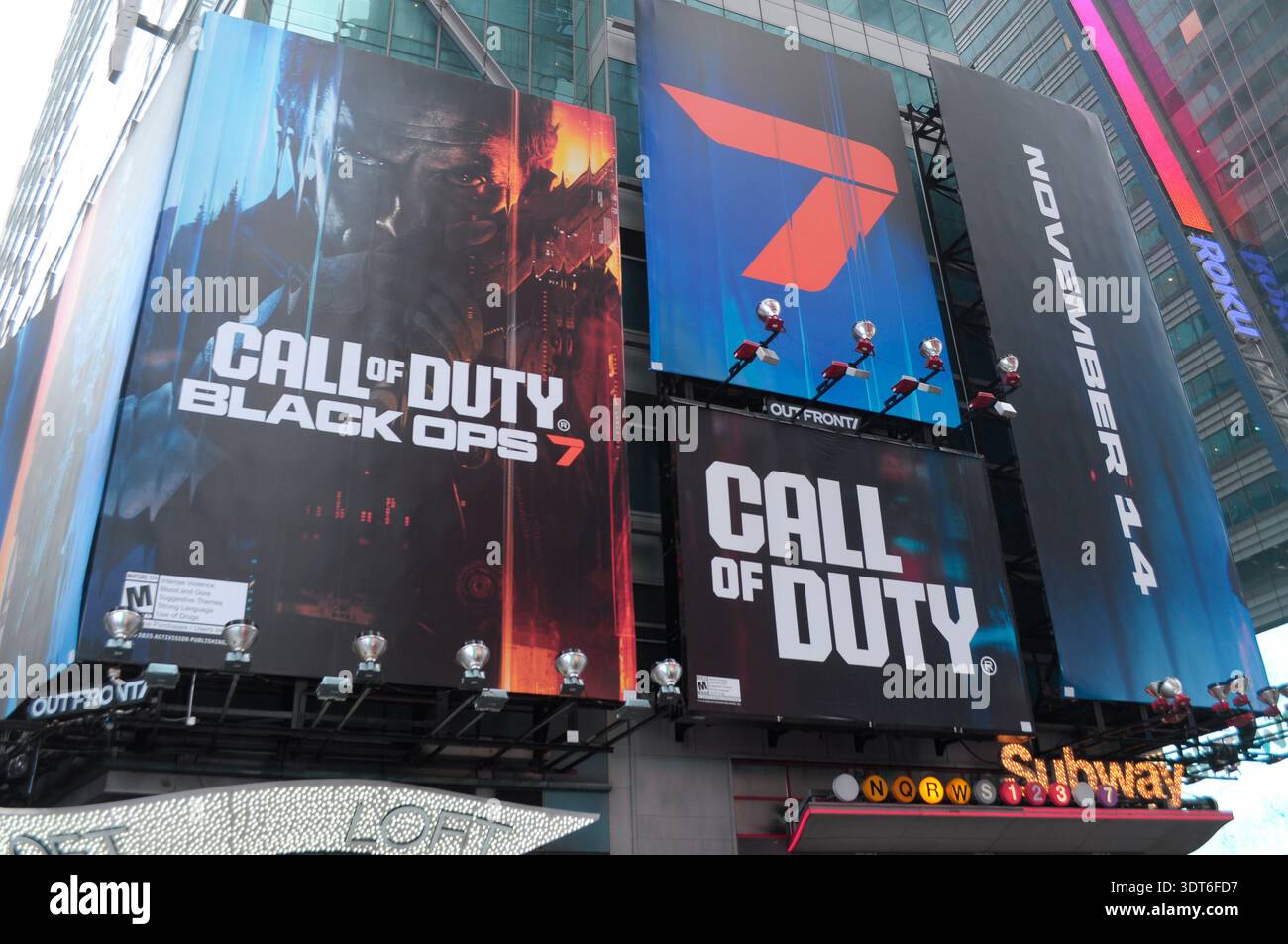 A billboard advertising the video game, Call of Duty Black Ops 7, is ...