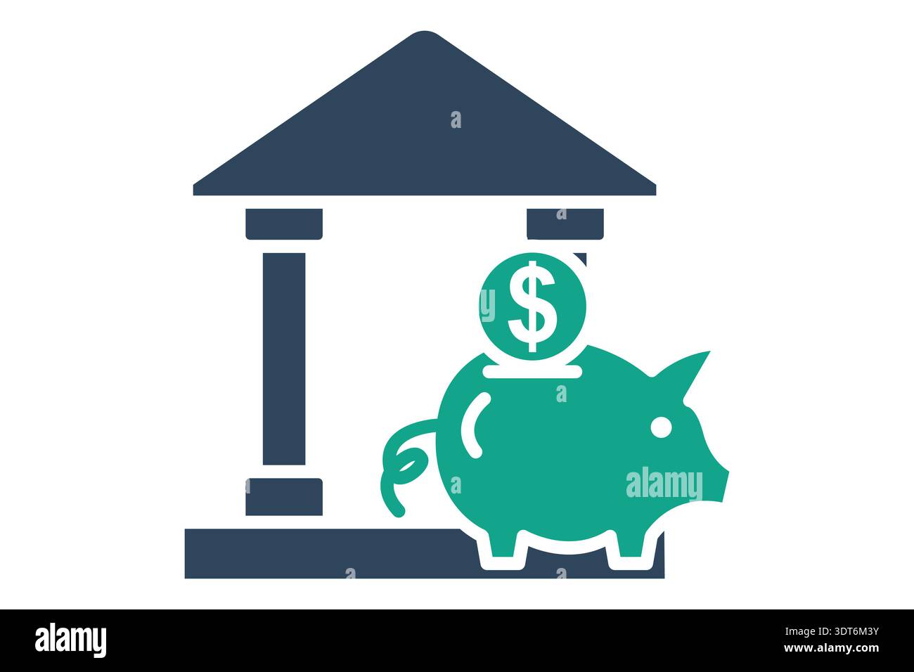 Savings solid icon. Icon related to bank. Savings elements vector illustration Stock Vector