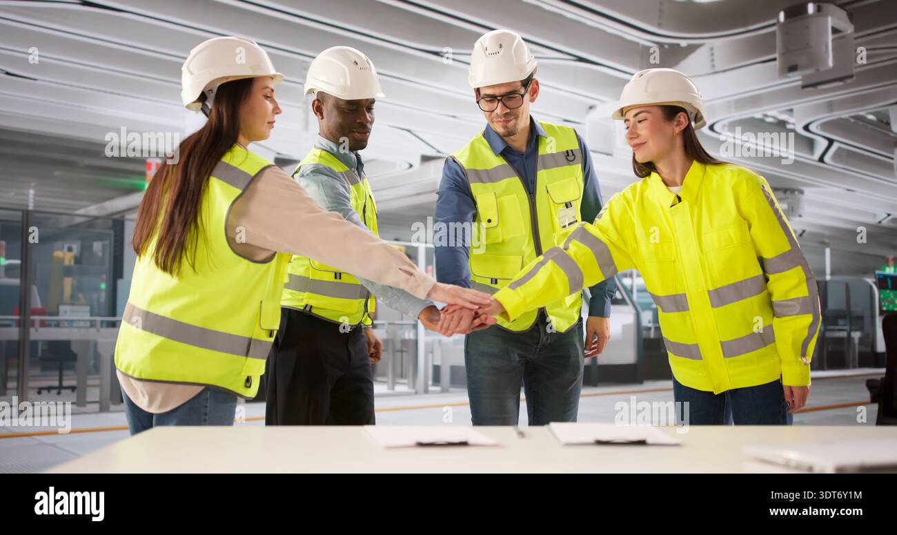 Group Of Workers Collaborating In The Semiconductor Factory With ...