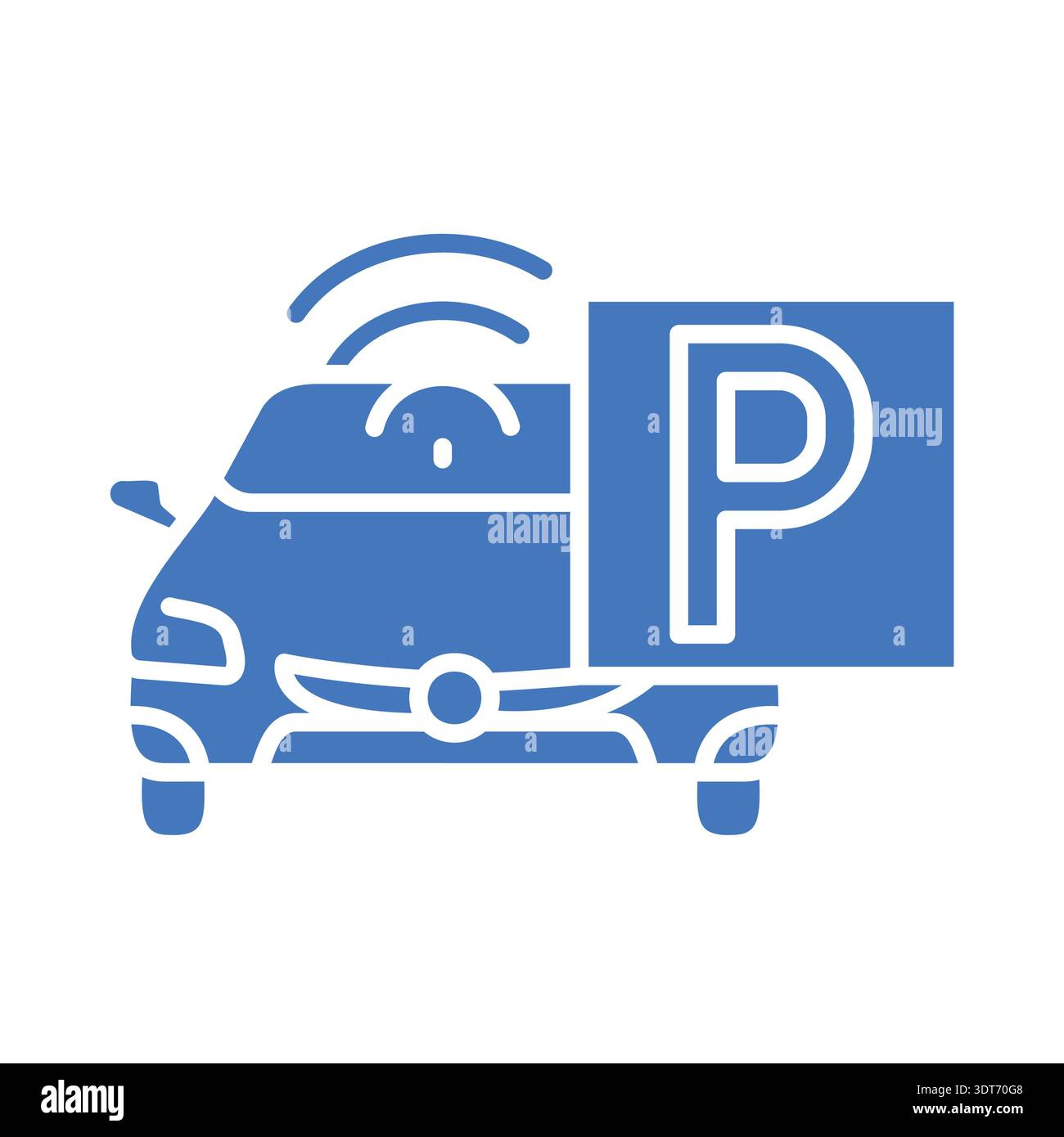 Automated parking management color flat icon. Vector isolated element. Editable stroke. Stock Vector