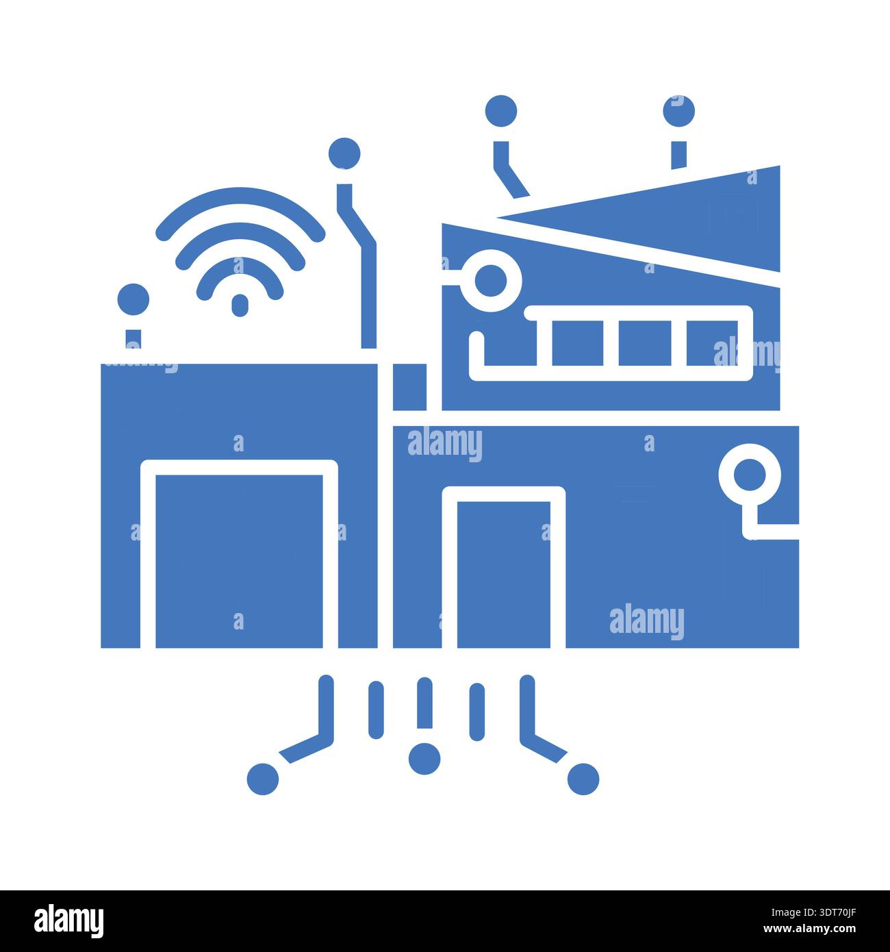 Management smart home color flat icon. Vector isolated element. Editable stroke. Stock Vector