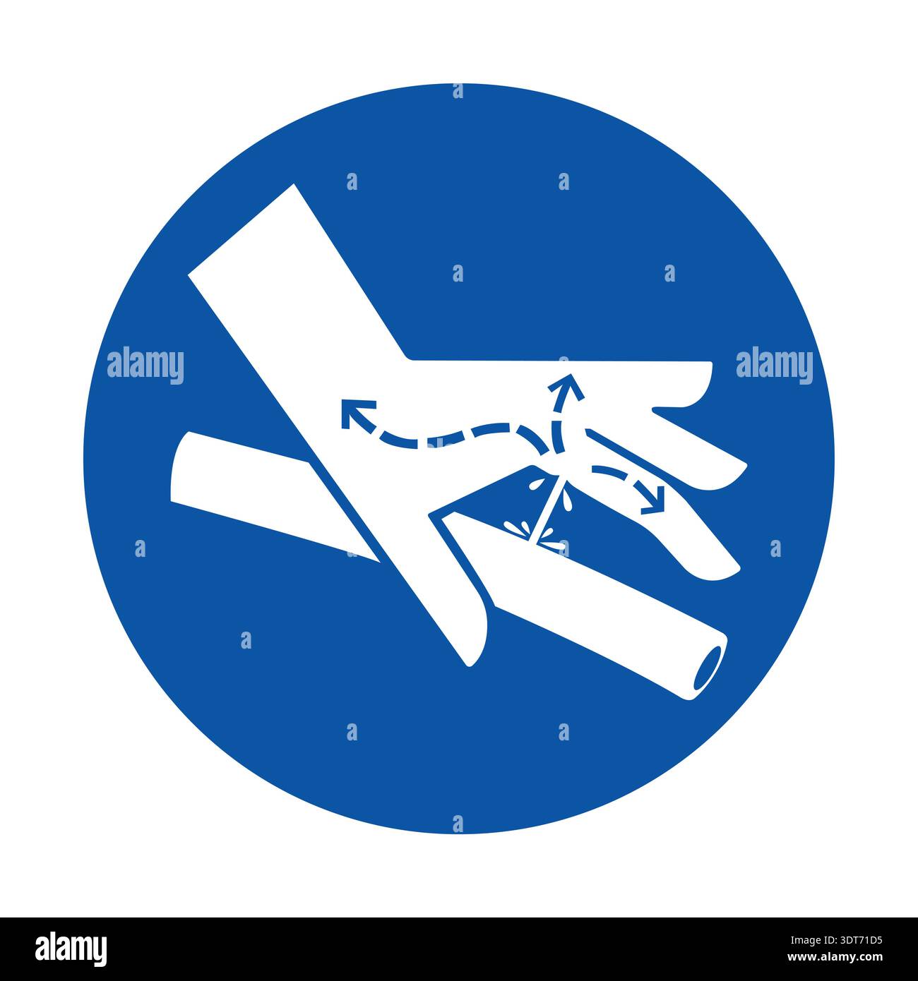 Clear blue icon depicting safe hand movement around equipment ...