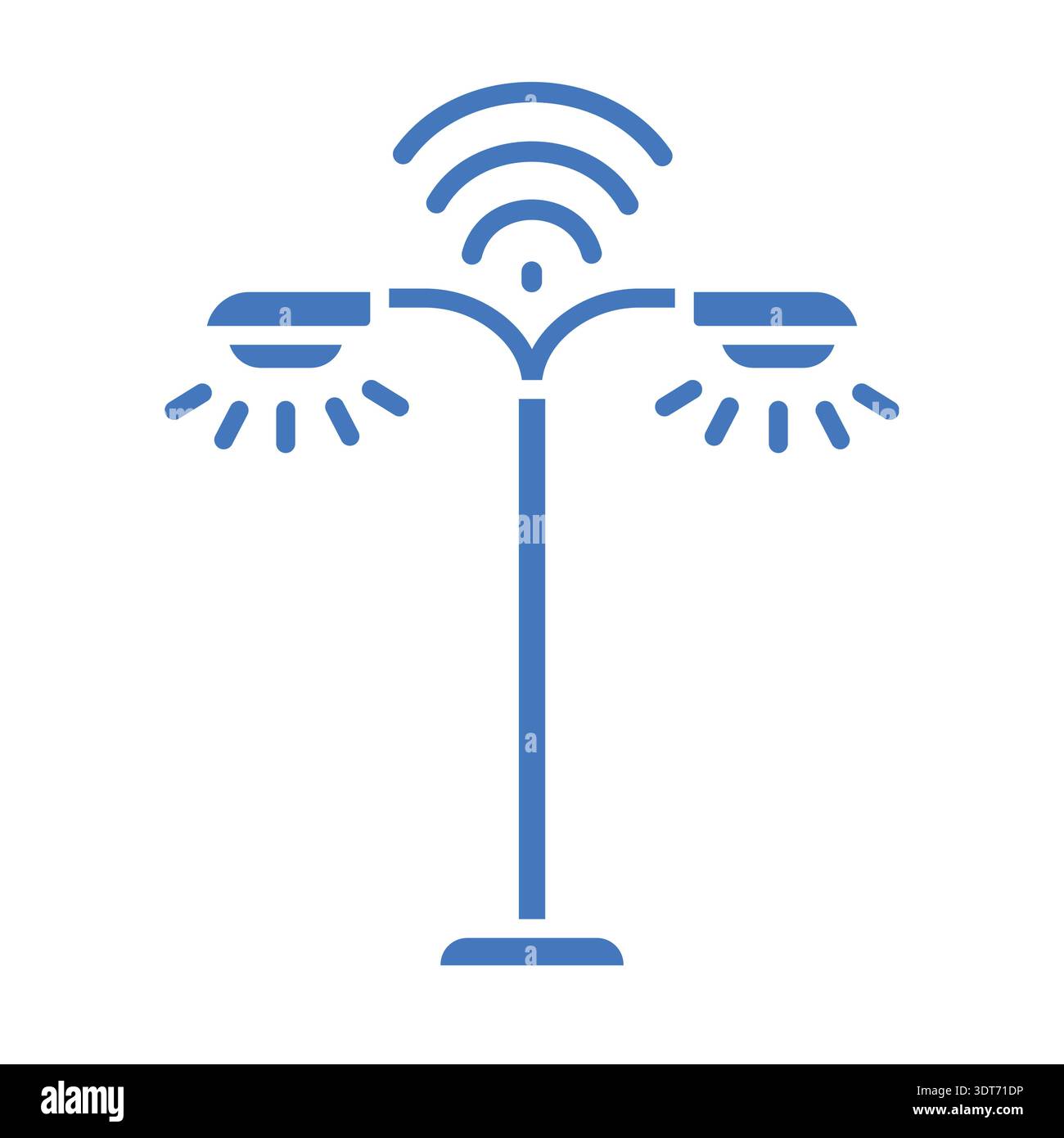 Street lighting management color flat icon. Vector isolated element. Editable stroke. Stock Vector