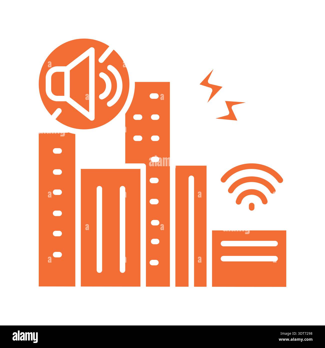 Urban noise recognition color flat icon. Vector isolated element. Editable stroke. Stock Vector