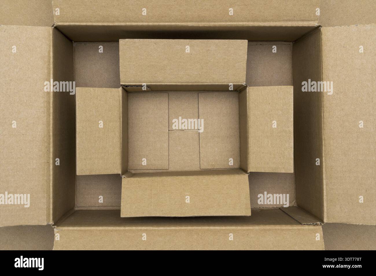 Empty open rectangular cardboard boxes, close up view Stock Photo