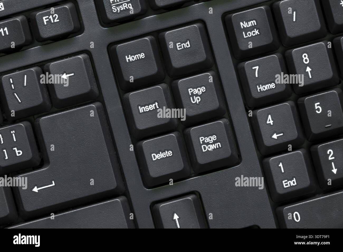 Black modern computer keyboard top view Stock Photo