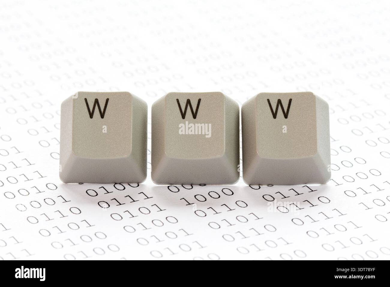 Computer binary code and WWW word made from a keyboard Stock Photo